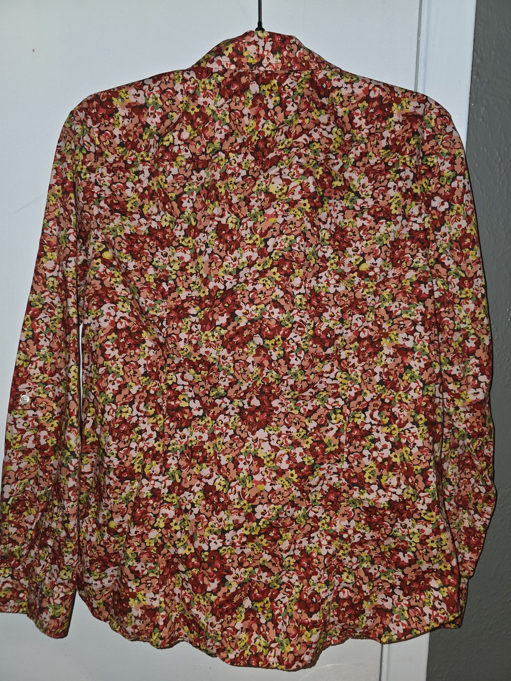 Women's Talbots Floral Button Up Shirt In Coral Red & Yellow Size 12 - Picture 3 of 3